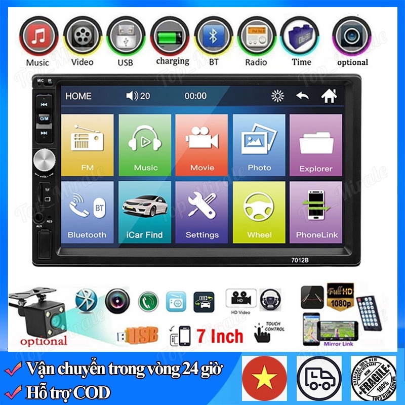 【Hàng giao ngay】7018B Đài Phát Nhạc MP5 Màn Hình Cảm Ứng Bluetooth 12V 2 Din FM ISO Dành Cho Xe Hơi Kích Thước 7 Inch