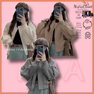 Áo khoác dù 2 lớp lửng croptop basic dáng bomber có bóng nhẹ unisex