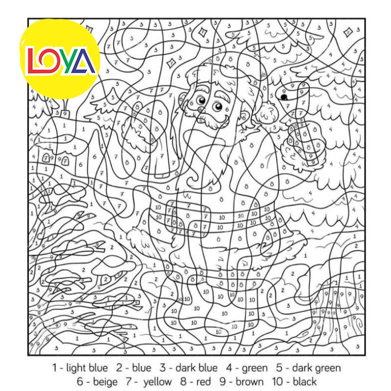 Tranh Tô Màu Tô màu theo số - Bộ 10 Tờ Tranh Tô Màu A4 Dành Cho Màu Sáp, Màu Chì - TRANH TÔ MÀU KOTY