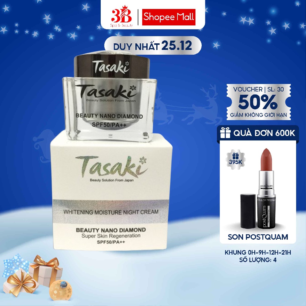Kem Dưỡng Trắng, Sạch Nám & Tàn Nhang Phục Hồi Da Nano Kim Cương TASAKI Whitening Moisture Night Cream 25g T06