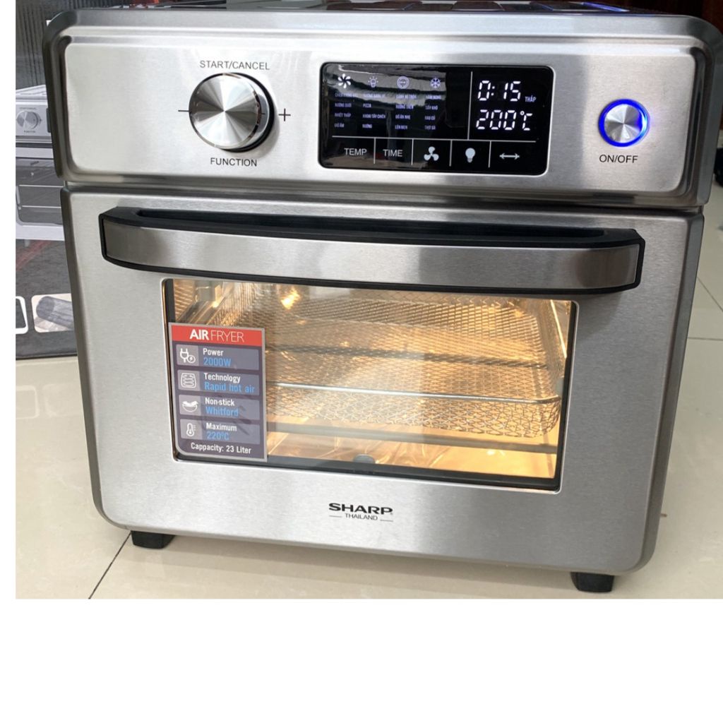 Nồi Không dầu, Lò chiên nướng SHARP 23L Màn hình cảm ứng LED Tiếng việt, 16 chế độ, Công xuất 2000W Bảo Hành 12 Tháng