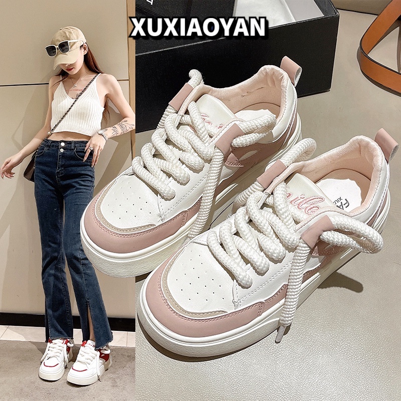 XUXIAOYAN Giày Thể Thao Nữ đáy phẳng Đế Siêu Nhẹ Thoáng Khí Retro Thời Trang Thiết Kế Mới Cho Nữ 33Z080422