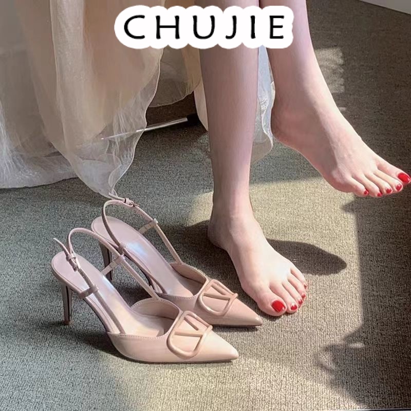 CHUJIE giày cao gót nữ đế cao sandal đi chơi cao gót mũi nhọn 2024NEW mẫu mới 30Z23072114