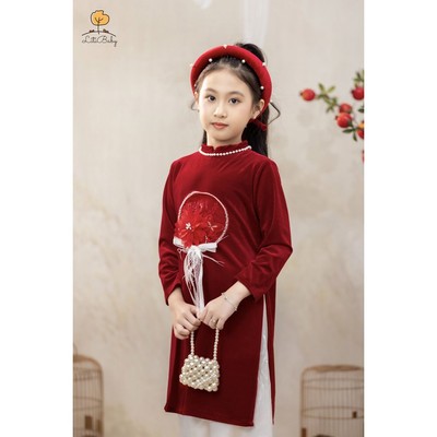 Set Áo dài nhung chơi tết bé gái LITIBABY cho bé từ 10kg - 35kg