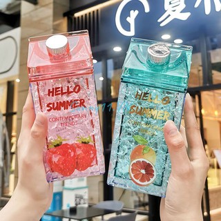 Ly uống nước 400ml hai lớp kèm ống hút hình khủng long dễ thương