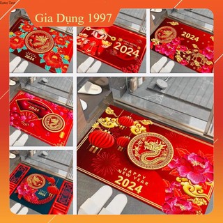 Thảm lau chân tết 3D Giáp Thìn 2024, thấm nước chống trượt KT 40x60cm