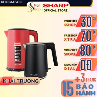 Ấm đun siêu tốc Sharp mini 1 Lít 1500W Chính hãng, lõi inox an toàn cho sức khỏe EKJ-10DVPS - SSHOP