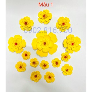 Sét hoa mai - hoa đào xốp dẻo dán tường - dán kiếng phụ kiện trang trí tết
