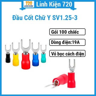 Gói 100 chiếc đầu cốt chữ y cos chẻ bọc nhựa sv1.25-3