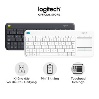 Bàn phím không dây Logitech K400 Plus, có touchpad để kết nối PC - TV, Laptop