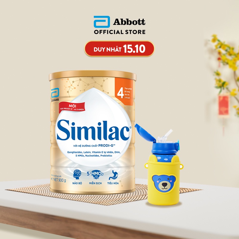 Tặng Bình nước cho bé Sữa bột Similac 4 900g lon Dinh Dưỡng 5G Mới