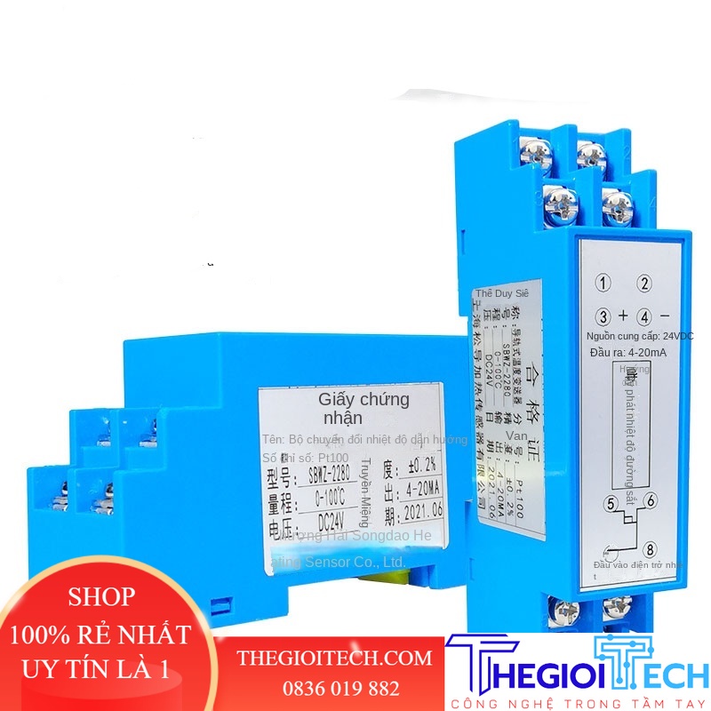 Máy Phát Nhiệt Độ Ray SBWZ-2280 PT100 0.2 Cấp 4-20mA 0~200℃
