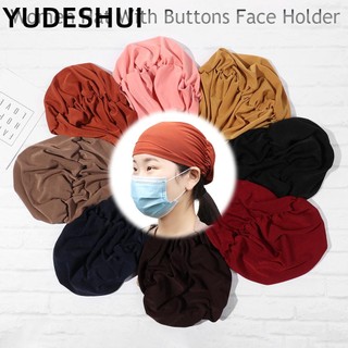 YUDESHUI Mũ trùm đầu bằng vải cotton pha mềm mại có nút cài thiết kế thời trang nhiều màu cho nữ