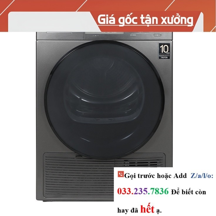 Máy sấy bơm nhiệt AQUA AQH-H900G 9 kg, Cửa trước, Màu bạc/xám