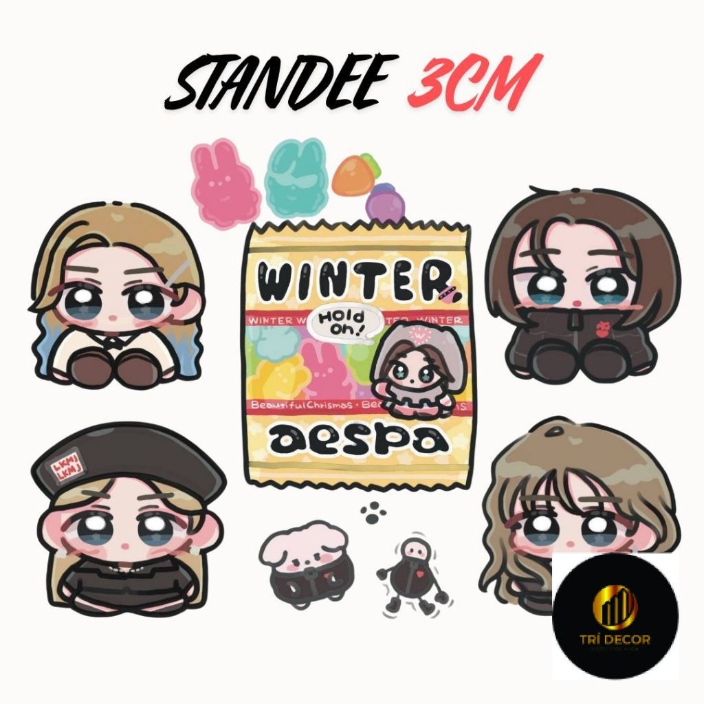 (3cm) Mô hình Standee Aespa Karina Winter NingNing Giselle ver Birthday in hình nhóm nhạc kpop thần 