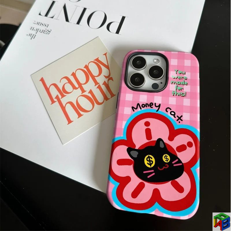 Ốp điện thoại hình mèo thu vào tiền Apple 16 / 17Pro Max iPhone 15 Pro Max 14 L Plus Film 13 Hai tro