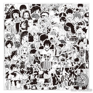 Set 100 Nhãn Dán Hình Nhân Vật Truyện Tranh Đen Trắng Anime Manga Sticker Trang Trí Mũ Bảo Hiểm, Laptop, Điện Thoại