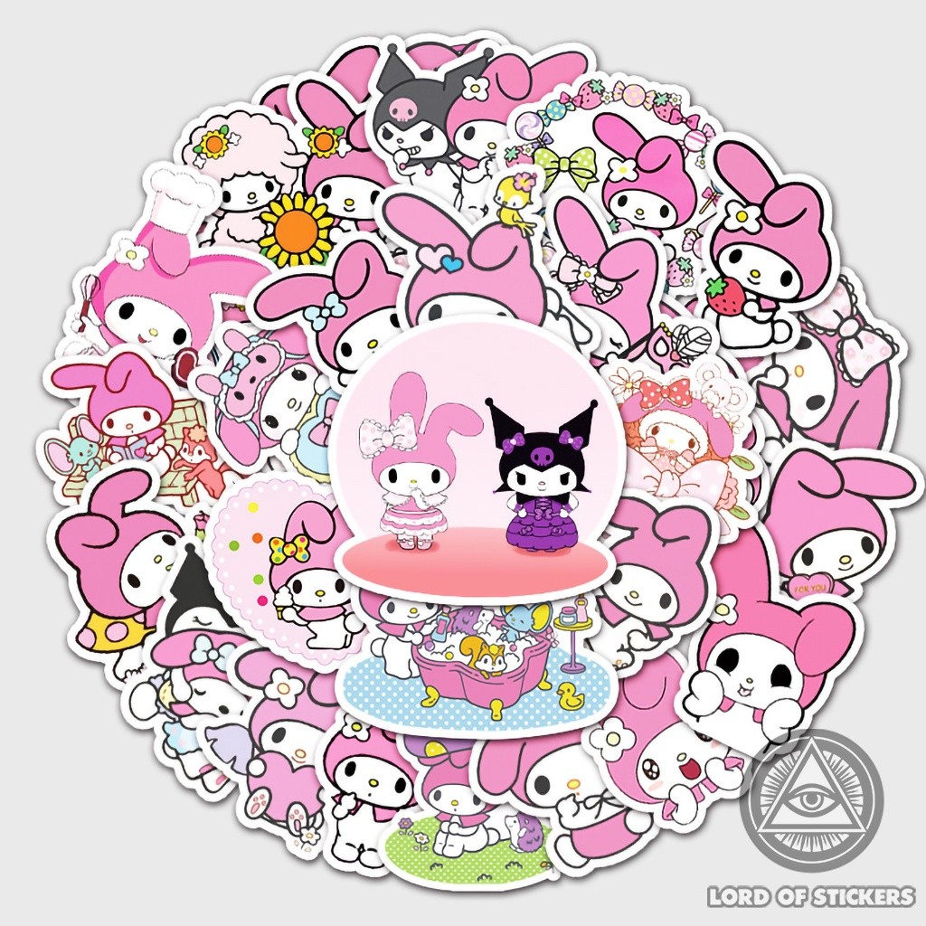Set 50 Nhãn Dán My Melody Sticker Nhân Vật Hoạt Hình Cute Dễ Thương Chống Thấm Nước Trang Trí Mũ Bảo