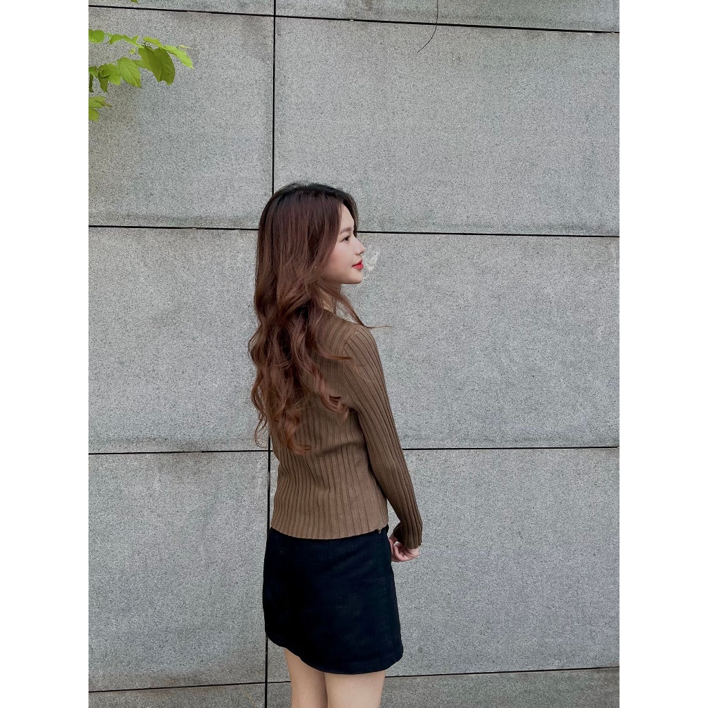 ÁO LEN GÂN tăm cúc nhỏ dọc - . - Aolen10029_P2K4