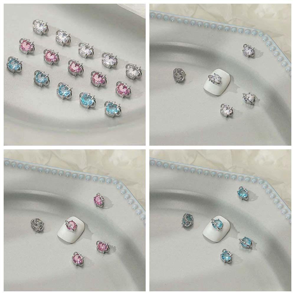 Oceanmap Phụ Kiện Đá Hành Tinh Màu Hồng / Trắng / Xanh Dương / Xanh Dương Trang Trí Móng Tay Ngọt Ngào Cho Nữ diy