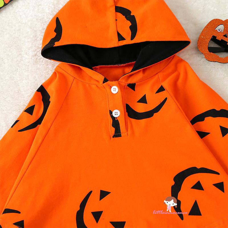 Xzq-kid Áo Choàng poncho Có Mũ Trùm Đầu In Hình Bí Ngô halloween Giản Dị Mùa Xuân Thu