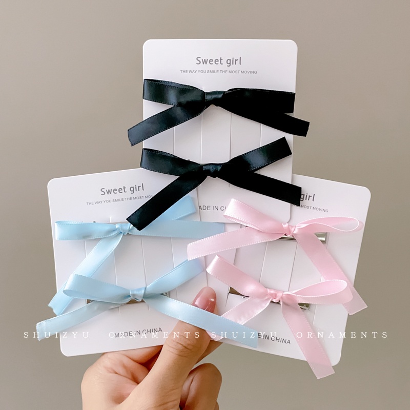 Set 2 Kẹp Tóc Nơ Ruy Băng Dễ Thương Thời Trang Hàn Quốc Cho Nữ