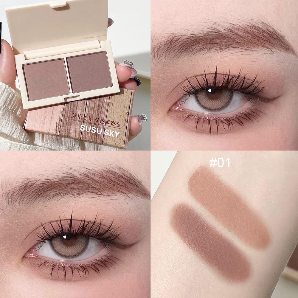 Thẩm Mỹ Anh Hai Màu Phấn Mắt Bảng Tông Màu Đất Mờ Kim Sa Lấp Lánh Hàng Ngày Trang Điểm Nhẹ Màu Phấn Mắt JULYSTAR