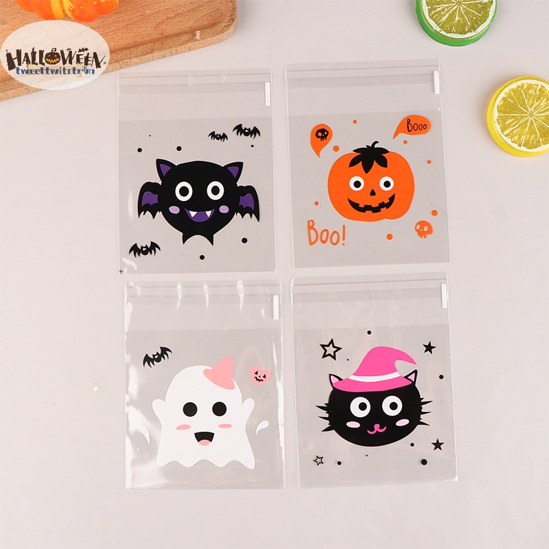 Tri Set 100 Túi Nhựa Đựng Kẹo / Bánh Quy Trang Trí halloween