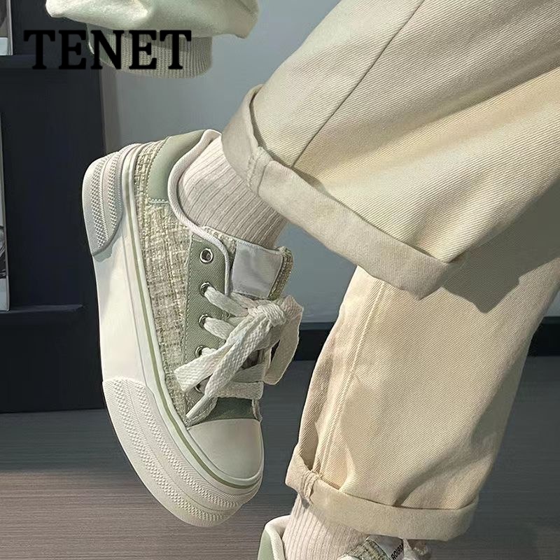 TENET Giày Thể Thao Nữ  Đế Dày đáy phẳng Đế Siêu Nhẹ Thoáng Khí Retro Thời Trang Thiết Kế Mới Cho Nữ B27F07D 36Z230906