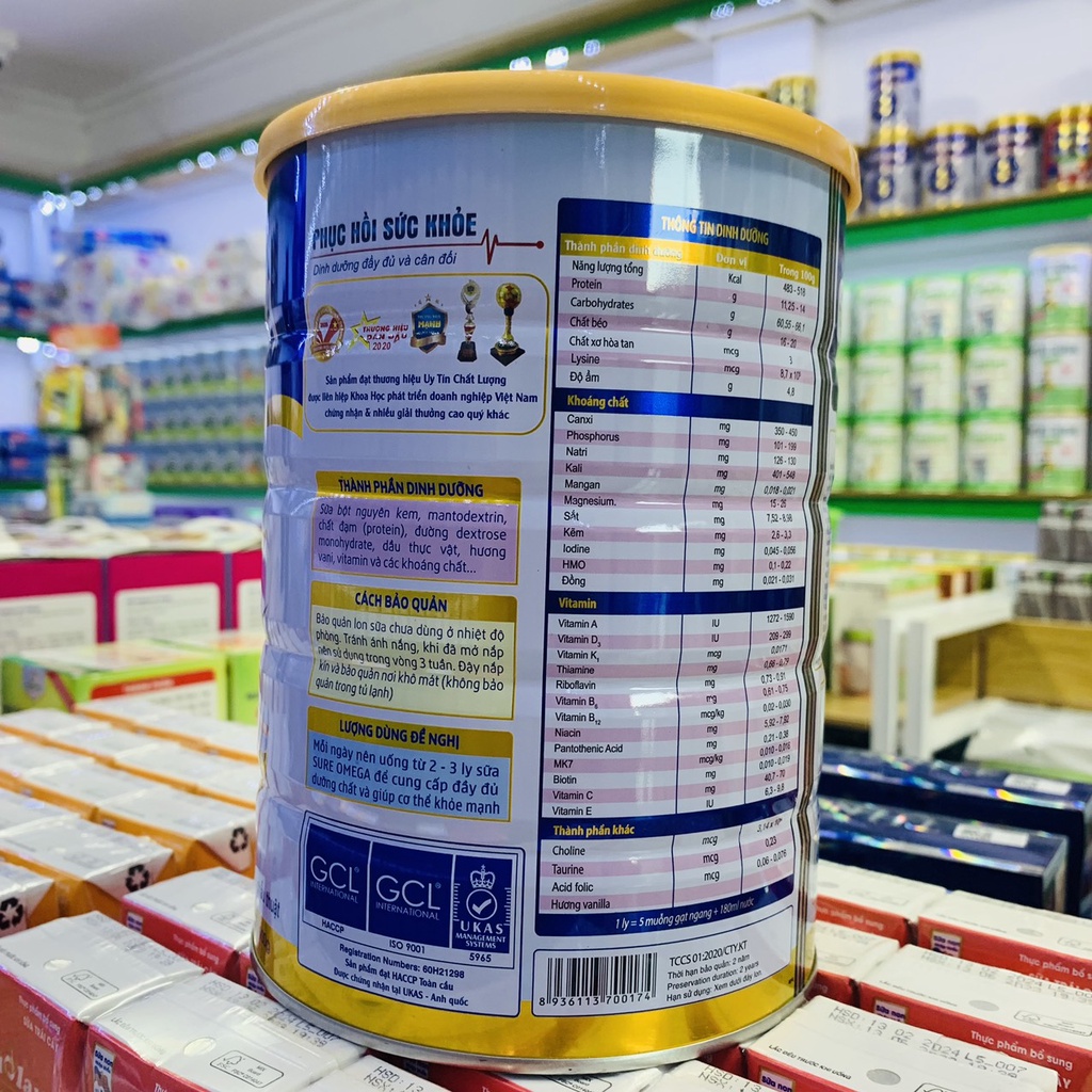 SỮA SURE MEGA 900G PHỤC HỒI SỨC KHỎE, TĂNG CƯỜNG ĐỀ KHÁNG, XƯƠNG KHỚP CHẮC KHỎE