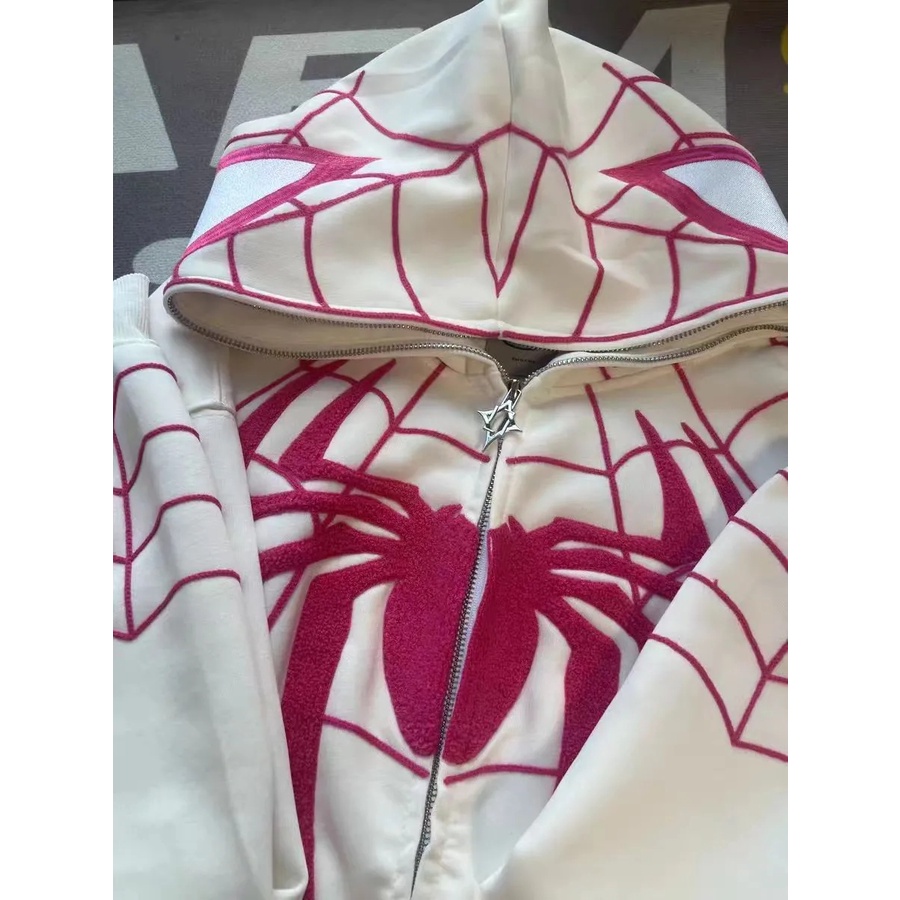 Áo Hoodie Thêu Hình Người Nhện Phong Cách vintage Mỹ
