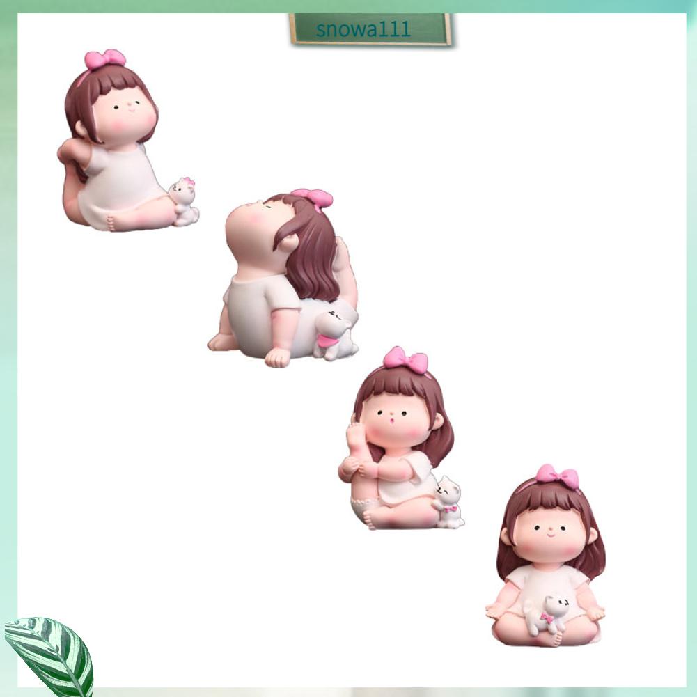 Snowwa Bức tượng cô gái tập yoga Hoạt hình đáng yêu Dễ thương Trang trí thời trang Tư thế Yoga Cô cho ô tô
