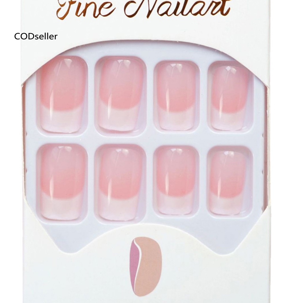 Bộ 24 Móng Tay Giả Hình Vuông Có Keo Nối Ngắn Bóng Tự Nhiên Cho Nữ Và Gia Đình