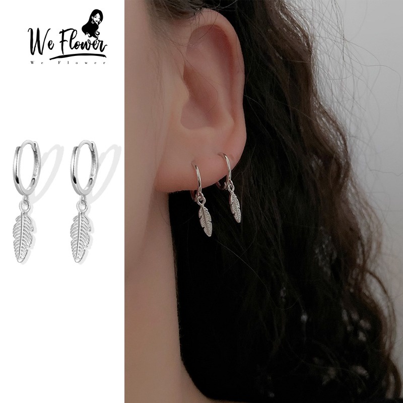We flower Bông Tai Mạ Bạc 925 Hình Tròn Bằng Da Không Gây Dị Ứng Thời Trang Cho Nam Và Nữ
