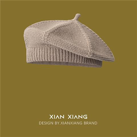 Mũ Nồi Dệt Kim Màu Trơn Kiểu Họa Sĩ Nhật Bản Ngọt Ngào Dễ Phối Đồ Thời Trang Thu Đông Cho Nữ