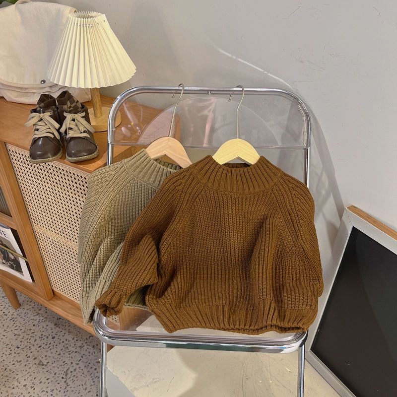 ❤Áo Dệt Kim Tay Dài Màu Trơn Phong Cách Hàn Quốc Thời Trang Mùa Thu Xinh Xắn Cho Bé Trai Và Gái