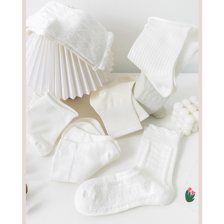 Vớ cotton Mỏng Màu Trắng Phối Ren Dễ Thương Phong Cách Nhật Bản Thời Trang Mùa Hè Cho Nữ