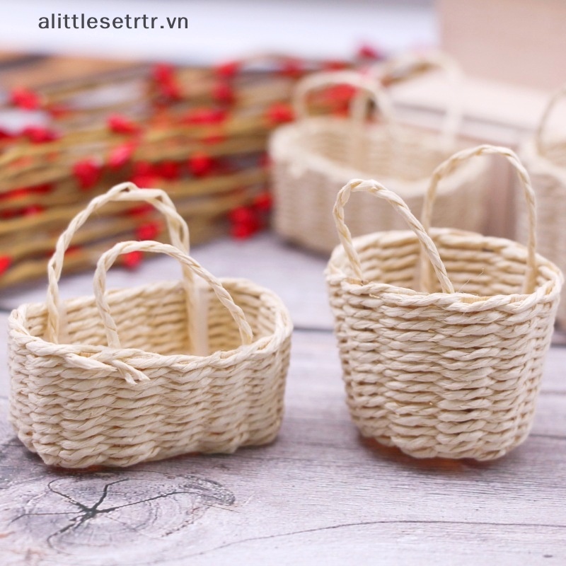 Alittlesetrtr Giỏ Đựng Hoa / Trái Cây / Rau Củ Quả Mini Khung Dệt Di Động Trang Trí Nhà Búp Bê vn
