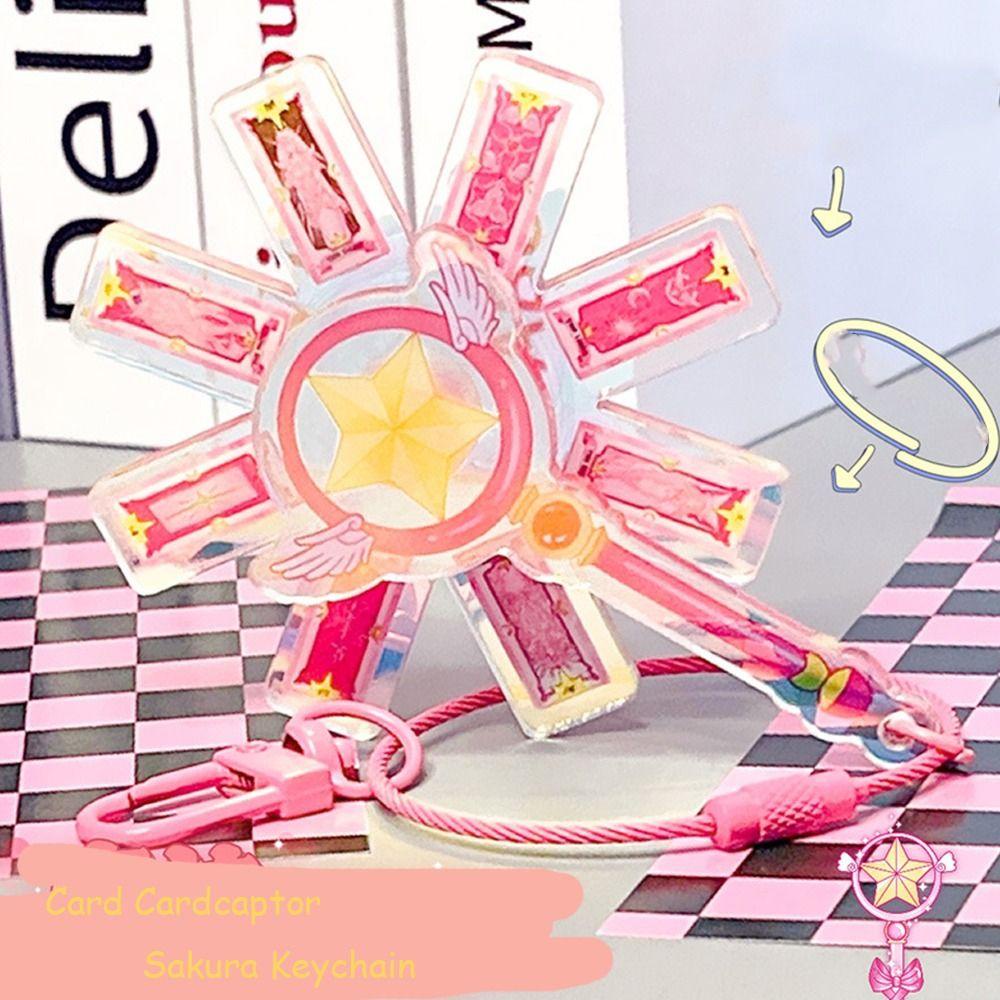 Ngàm Gắn Móc Khóa Bằng acrylic laser Hình Thủ Lĩnh Thẻ Bài sakura Hoạt Hình Dễ Thương charms Trong Suốt Cho Nữ