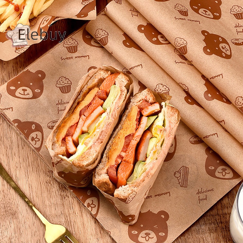 Bộ 100 Giấy Gói Bánh Mì sandwich Không Thấm Dầu