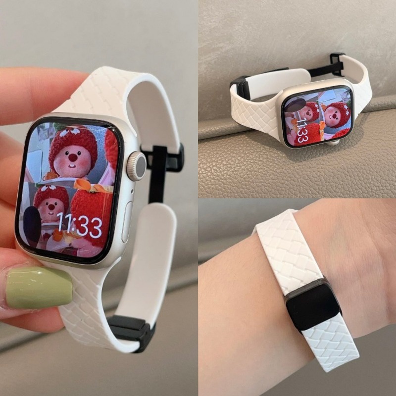 Dây Đeo Đồng Hồ Từ Tính Bằng silicone Siêu Mỏng Cho i-watch series 7 8 se 6 5 3 40mm 40mm 41mm 42mm 44mm 45mm 49mm 38mm