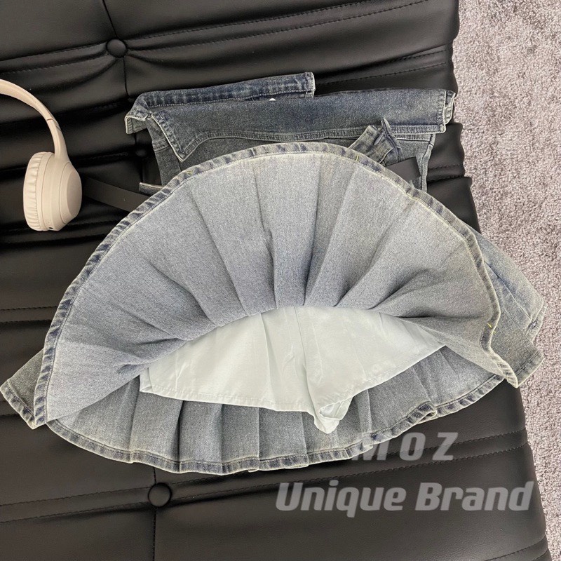 Set Jeans Bò nữ siêu NGẦU - Áo chạy Smoking kèm chân váy có lót - YuRi Boutique