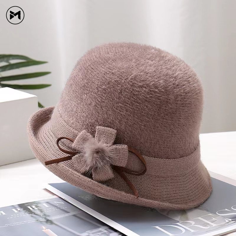 Nón Tai Bèo Phối Lông Nhung Mềm Mại Thời Trang Mới 2023 Cho Phụ Nữ Trung Niên