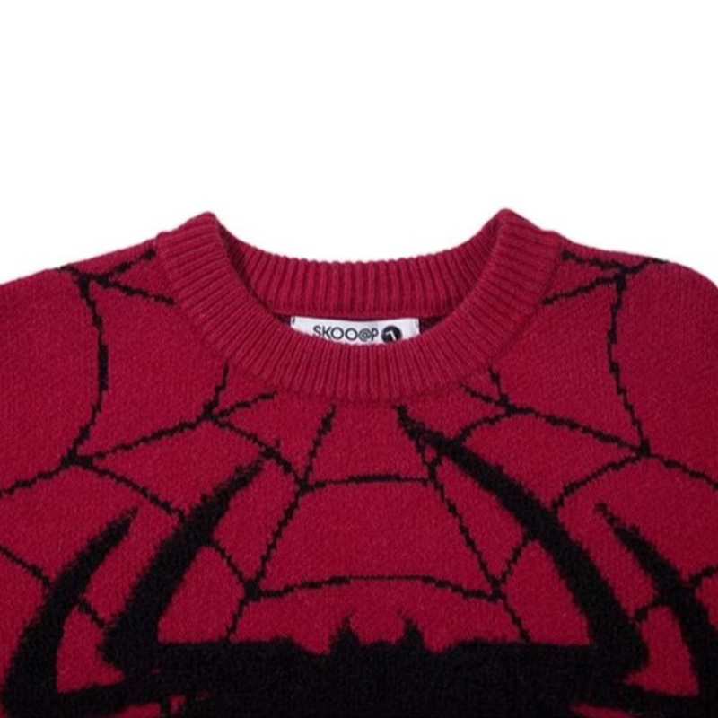 Áo sweater Tay Dài Dáng Rộng In Hình Nhện Phong Cách retro Mỹ Cho Nam