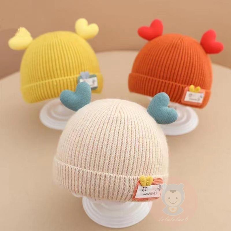 Mũ Len beanie Ấm Áp laa6-baby Mùa Đông Với Sừng Hươu