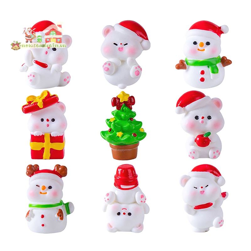 Newandrain 1 Tượng Nhỏ Hình Ông Già Noel Người Tuyết / Gấu Để Bàn Trang Trí Giáng Sinh diy