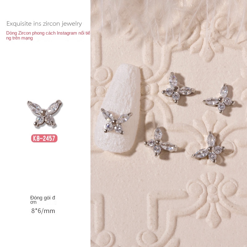 Dây Xích Đính Trang Trí Móng Tay Hình Trăng Sao / Trái Tim / Bướm