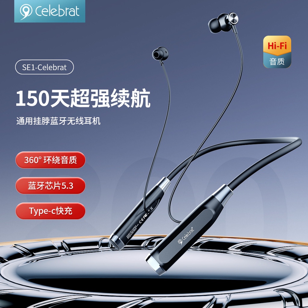 Celebrat Tai Nghe bluetooth Không Dây Đeo Cổ Siêu Dài Phong Cách Thể Thao Chạy Pin Âm Thanh stereo