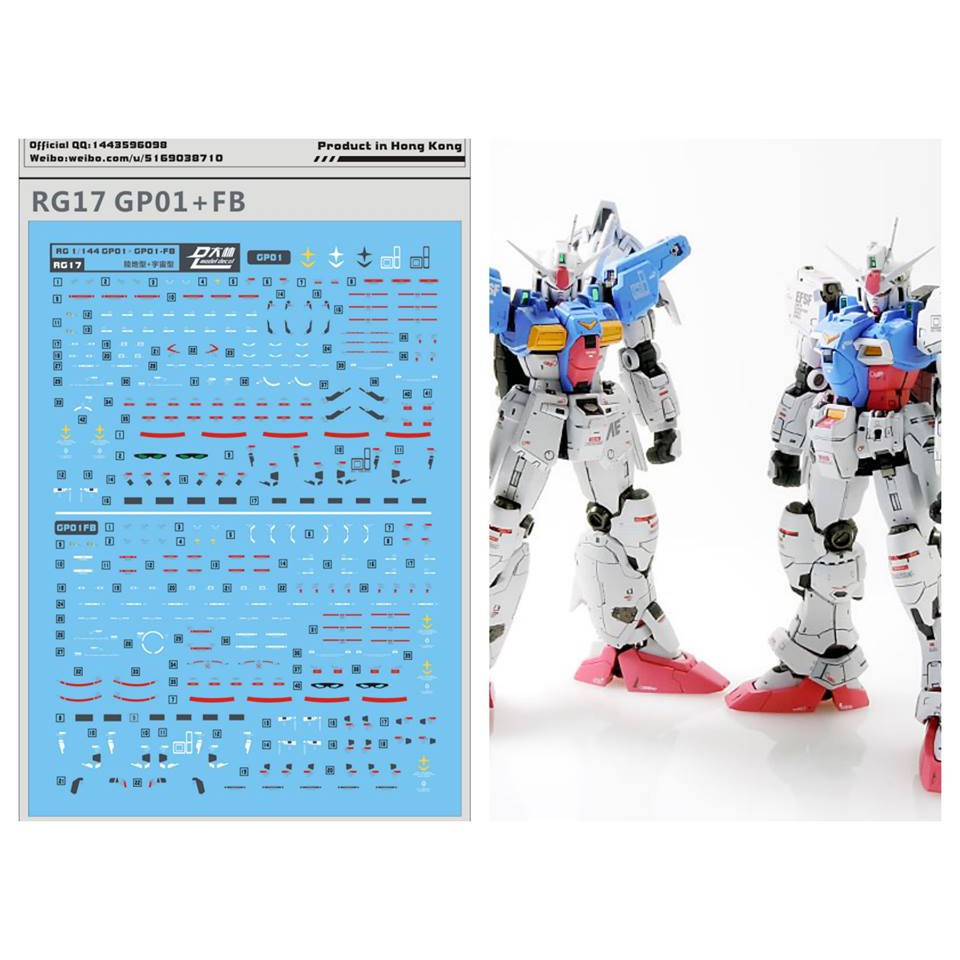Decal nước dán mô hình GP01 GP01FB GP02 GP03 RX78 PG MG RG các loại Water sticker