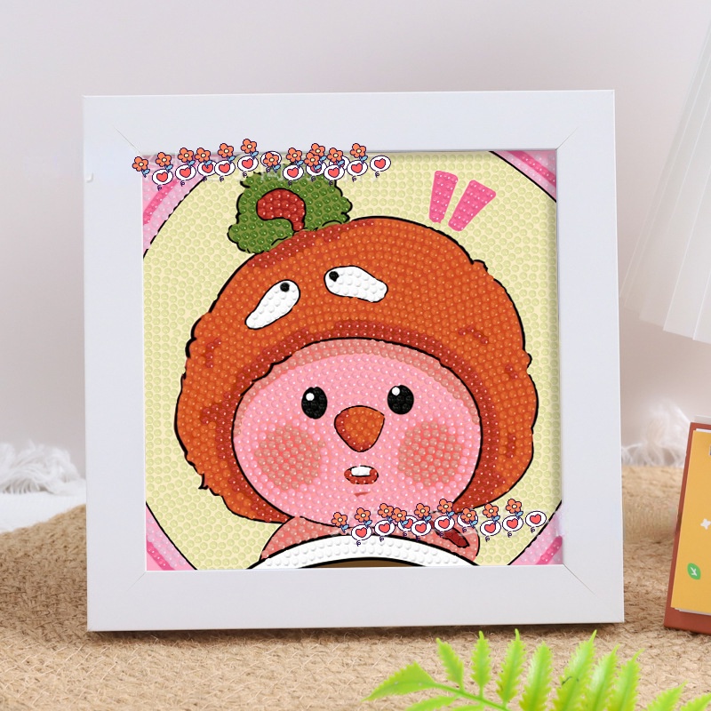 Loopy Bộ Tranh Đính Đá Tự Làm Họa Tiết Hoạt Hình Màu Hồng Dễ Thương Cho Bé + Khung ảnh